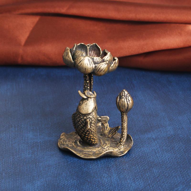 Pure Brass Koi Holder Desktop Decoration By Year There Are More Lotus Backflow Aroma And Incense Burner Old C