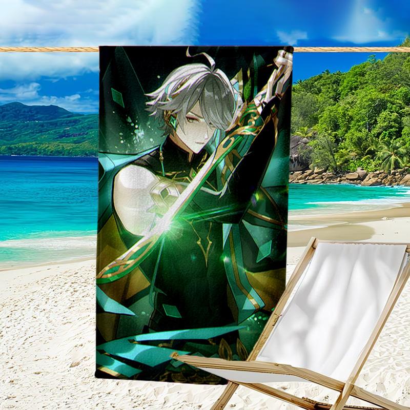 1pc Genshin Impact Alhaitham1 Beach Towel, Beach and Seaside Swimming Pool Equipment, Fashion Pattern, Rectangular, Travel Essentials