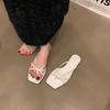 Korean Version of Cross-strap One-word Sandals Women's Head Fashion Versatile Slippers Open-toe Flats Trendy 2025 New Models