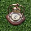 Brass Antique Nautical Vintage Style Victoria Table Clock with Compass On Wood Base Best for Home, Office Decor.