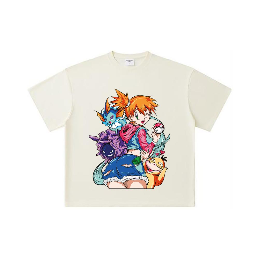 

Хлопковая футболка унисекс с принтом Pokemon V17 Misty, плотность 260 г/м², двойная пряжа, 32-й счет, 100% хлопок S абрикосовый