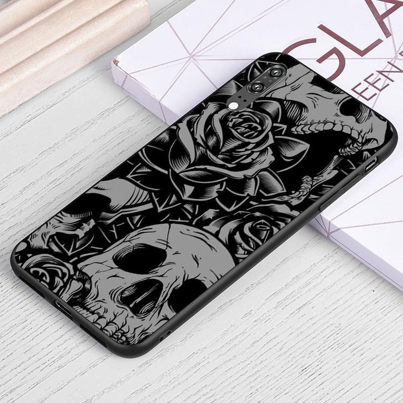 Czaszka Ponurego Żniwiarza Szkielet Dla Samsunga Galaxy A40 S A30 S A2 A20E A20 S A10S A10 E A90 A80 A70 S A60 A50S Czarny Miękki Pokrowiec na Telefon