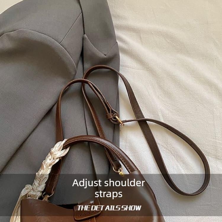 Lychee Pattern Bucket Bag Women's Hand Shoulder Messenger Bag