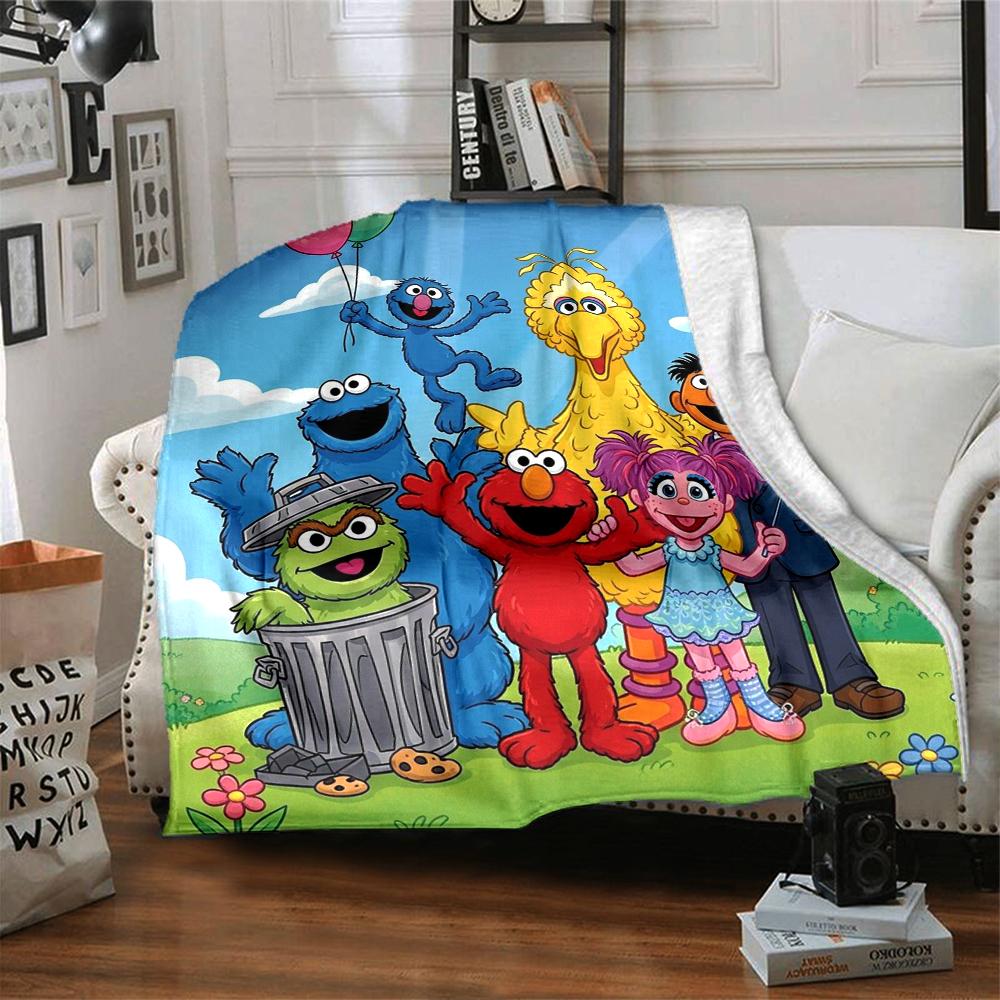 Sesame Street Theme Printed Blanket - Perfect for Couch, Bed, Travel & Outdoor Use | Machine Washable, Cozy & Durable.