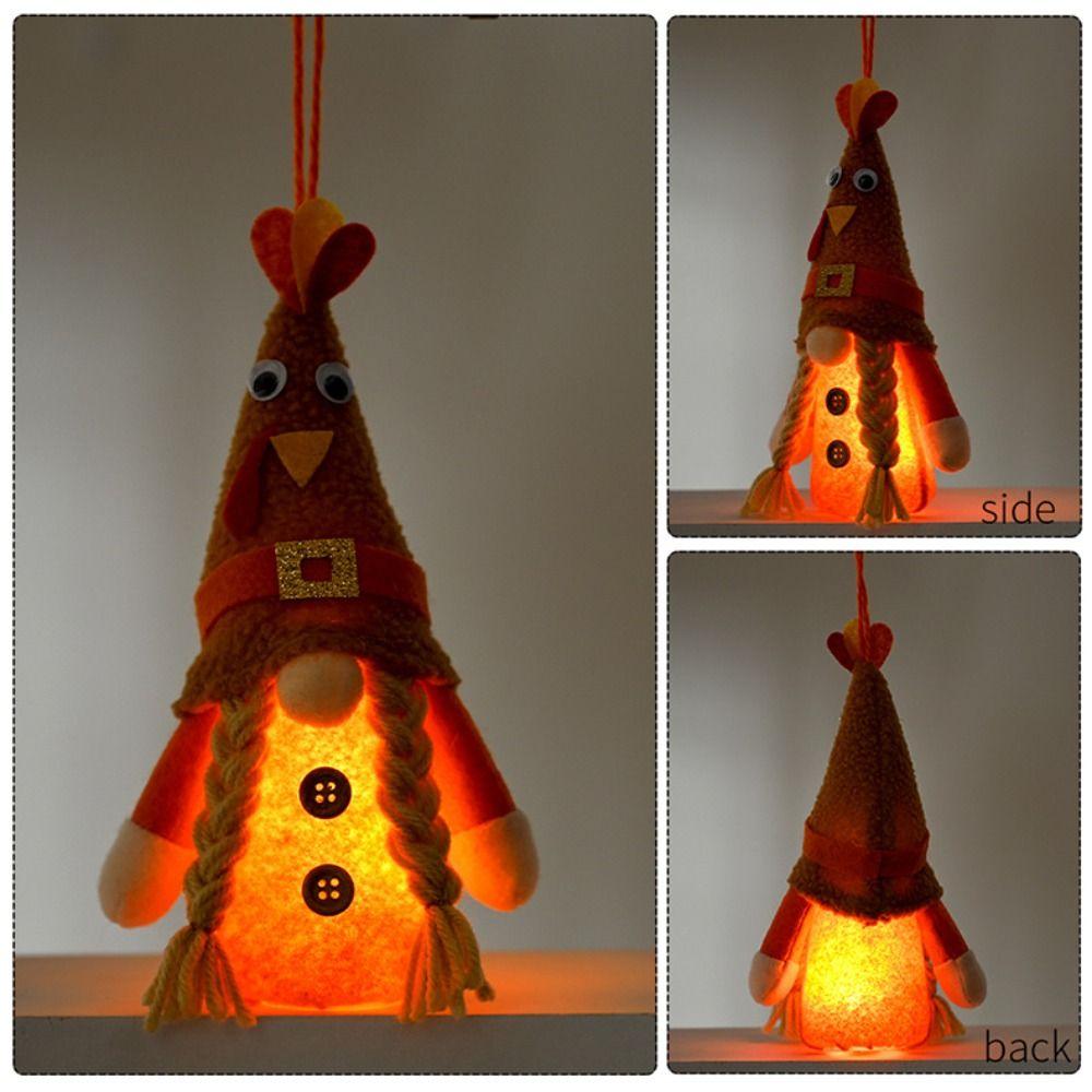 Cute Rudolf with Lamp Pendant Funny Miniature Figurine Sculpture Thanksgiving Turkey Doll  Toy