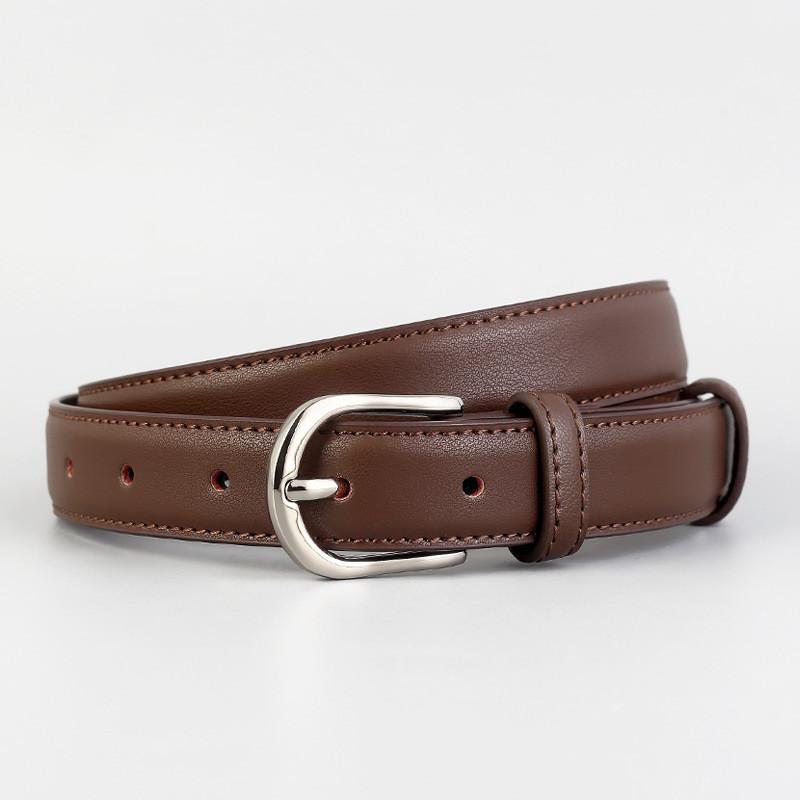 

Leather Womens Belt With Classic Pin Buckle For Casual And Office Wear кавовий