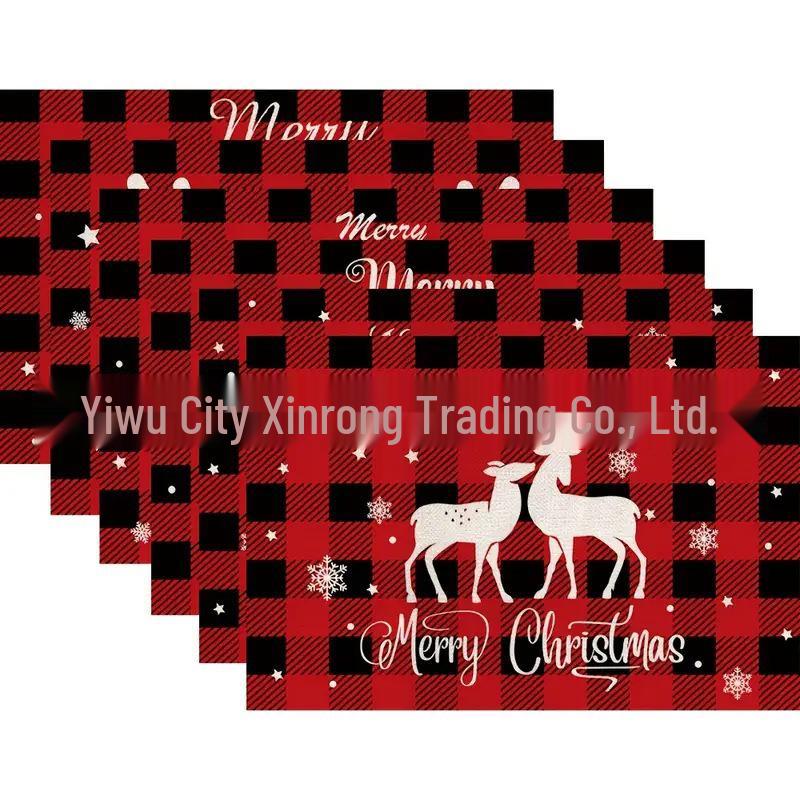 Washable Linen Snowman & Snowflake Christmas Placemats - Holiday Table Decorations