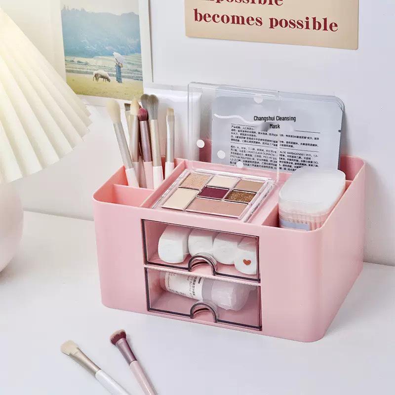 „Stylowy pyłoszczelny pojemnik do przechowywania – 6 przegródek na biurko w akademiku, artykuły papiernicze, biżuterię i inne”