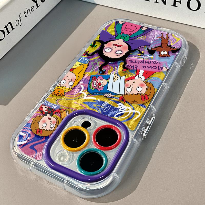 Graffiti Little Witch for Apple 16 Promax Cream Feather Pattern Cartoon Phone Case for IPhone 15 Cute 13