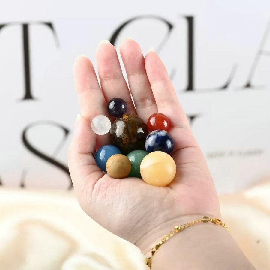 Crystal Sphere Ball Kit 9 Planets Solar System Gemstones Sphere Galaxy Universe Model Celestial Creative Gift Home Jewerly DIY