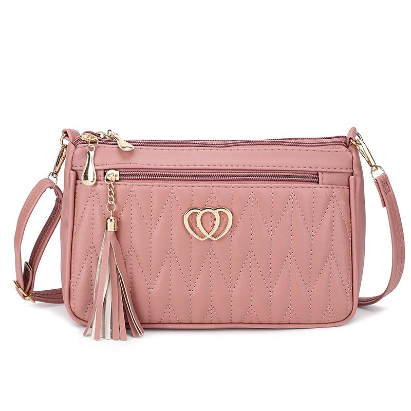 

Женская летняя сумка кроссбоди: Вместительная, высококлассный ромбовидный узор с кисточкой, универсальная повседневная сумка для телефона для женщин среднего возраста коралл красный