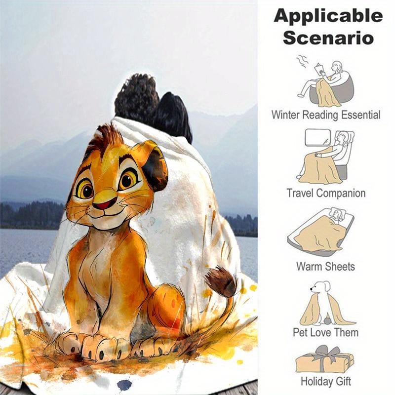 1PC Seasonal Universal Lion King Simba Blanket, Perfect for Home Decoration, Soft Flannel Throw Blanket, Versatile & Cozy for Bedroom, Living Room, Tr