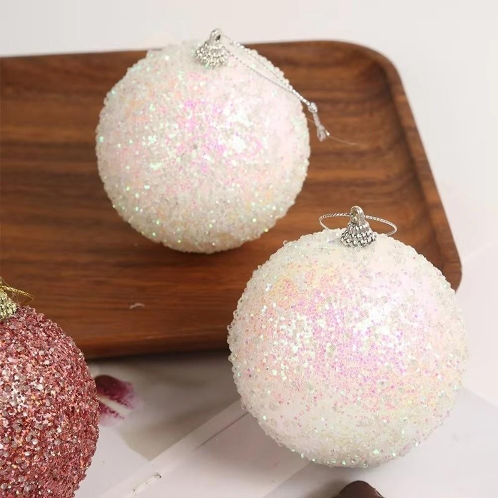3Pcs 8cm Christmas Glitter Balls New Year DIY Christmas Ball Ornaments Gold Sparkling Sparkling Ball Pendants Party Ornaments