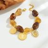 Retro High-End Color Block Resin Beaded Gold-Plated Enamel Oval Portrait Jewelry Set