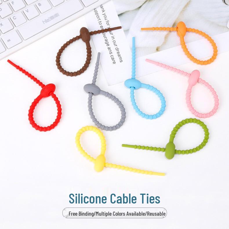 21.5cm Color Silicone Cable Ties: Versatile Organizing Tools for Cables, Jewelry, and Keychains