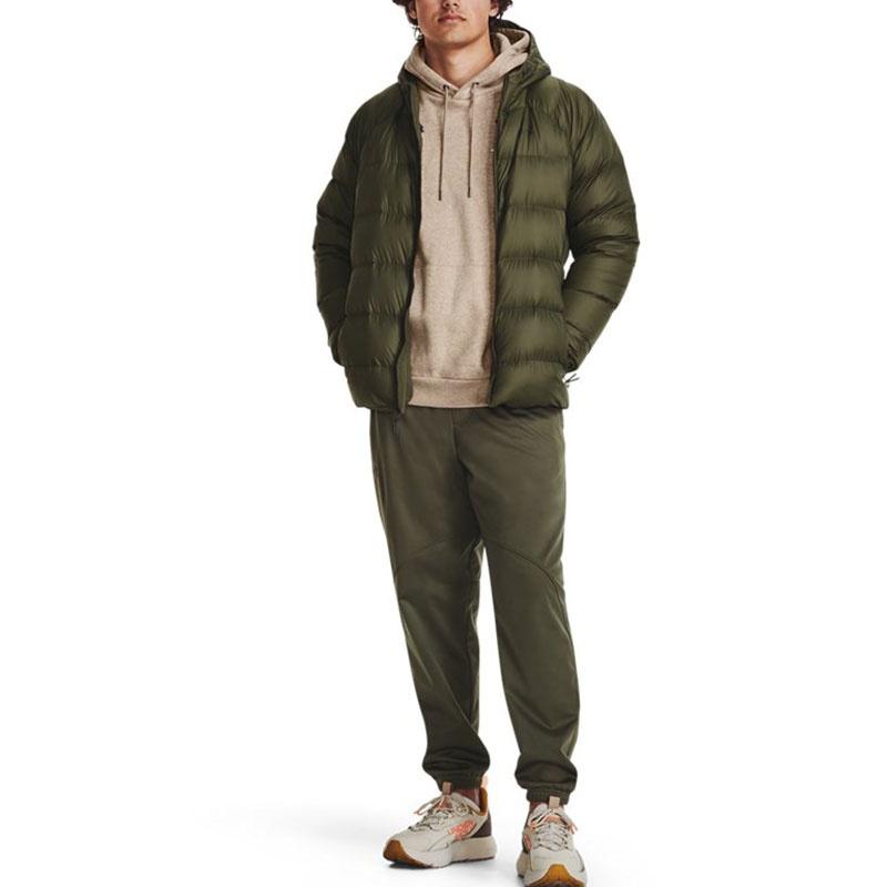 Under Armour Down Jackets Men's Green Hooded Non Detachable Moderate Quilted Down Jacket Unisex 1372651-390