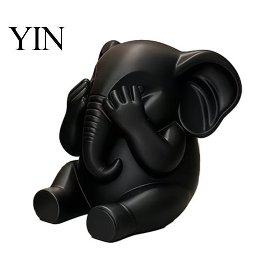 Symbolic Healing Gifts 3Pcs Elephants Figurine, 3D Printed No See Hear Speak Elephant Elegant Entrance Table Decor Statues, Minimalist Desktop