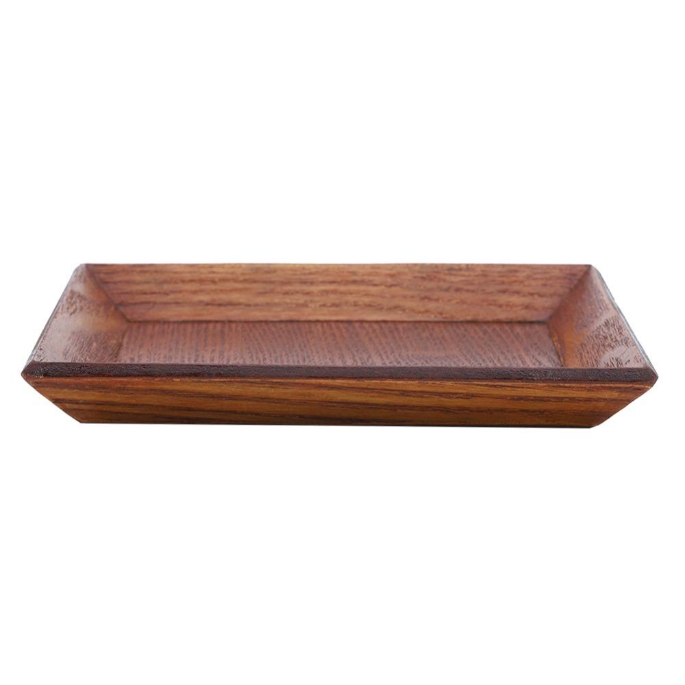 Solid Wood Snack Plate Regular Square Pastry Tray Stackable Serving Saucer Food Serving