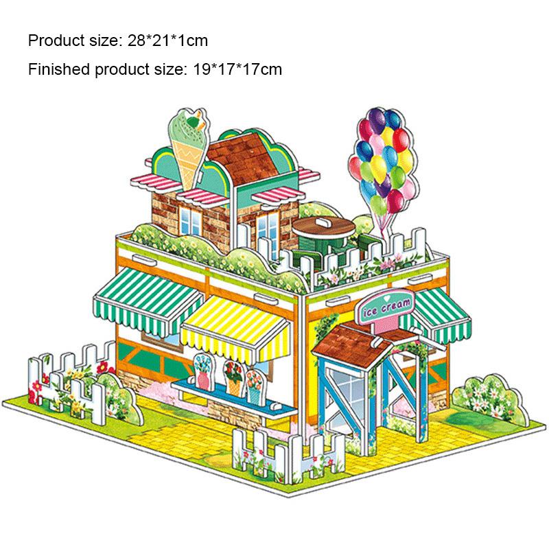 Big Size Children's 3D Paperboard Puzzle House Villa Castle Building Model for Kids Handmade DIY Assembly Puzzle Toys Gift