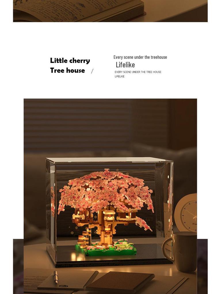 Cherry Blossom Treehouse Compatible with LEGO Blocks - DIY Flower Ornament & Gift for Girls