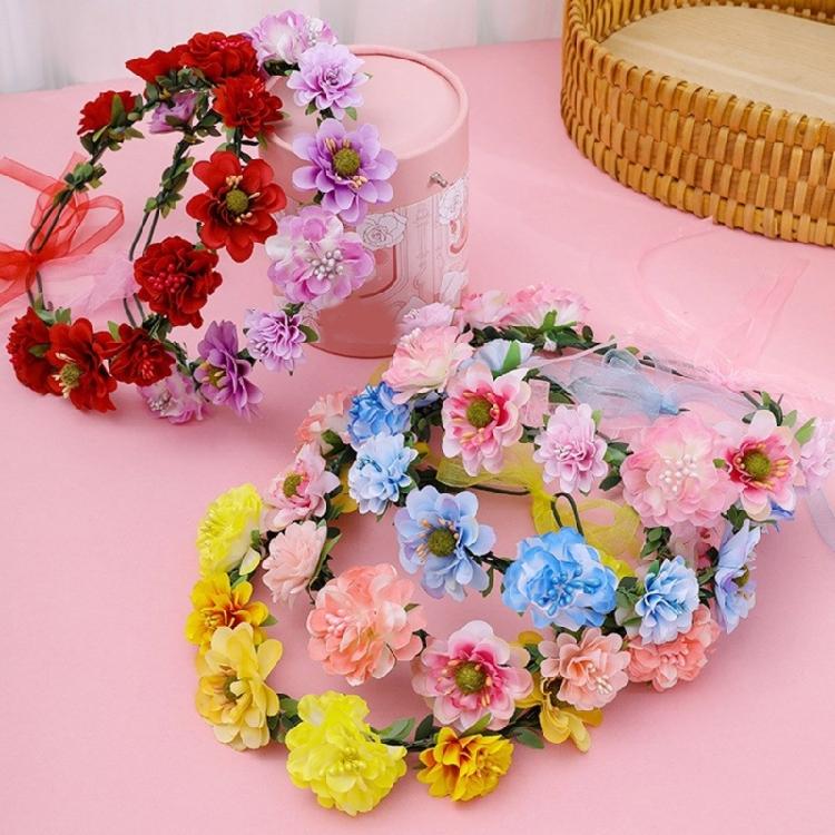 Flower Headbands Floral Garlands Crown Hair Wreath Bright Color Crown Wedding