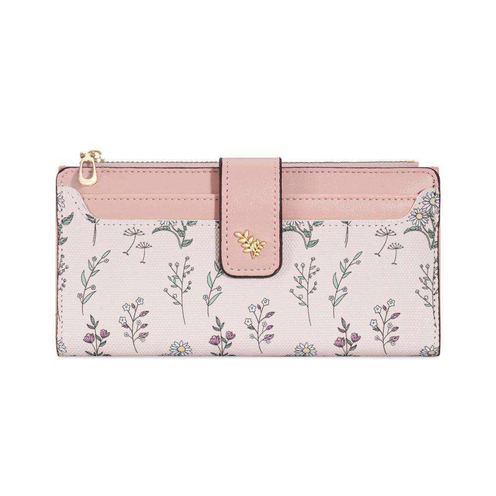 Цветочный Женский Длинный Кошелек Портативная Ручная Сумка из ПУ Универсальный Двухсложный Кошелек Женский розовый