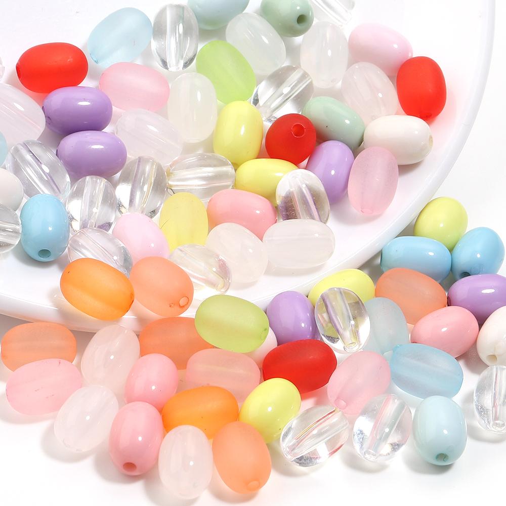 100pcs Candy Color Oval Acrylic Beads Mixed Color Loose Spacer Beads For Jewelry Making DIY Crafts Necklace Bracelet Accessories