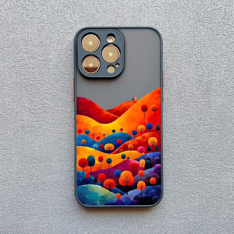 Yellow Sunset Mountain Phone Case For iPhone 16 14 15 11 12 13 Pro Max Mini XR X XS 7 8 Plus SE Natural Scenery Shockproof Cover