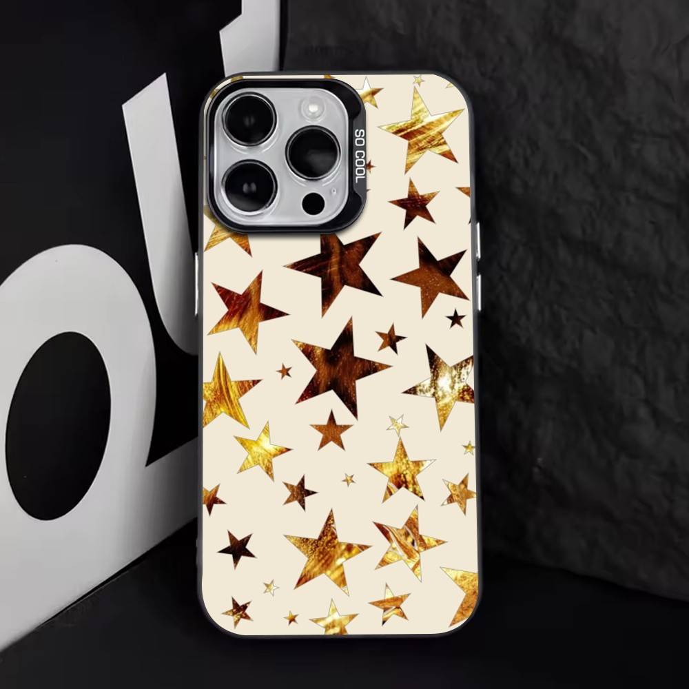 Trendy Leopard Print Star Pattern Phone Case For iPhone 17,16,15,14,13,12,11 Plus,PM,XS,Colorful Silver Phone case Funda Cover iPhone13
