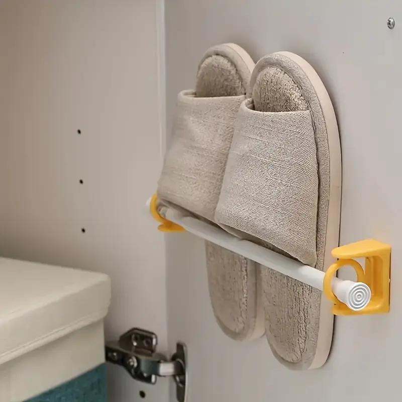 2 Pcs No Drill Adhesive Hooks - 360 Swivel Ring for Curtains & Towel Rods, Plastic for Multi-Room Use