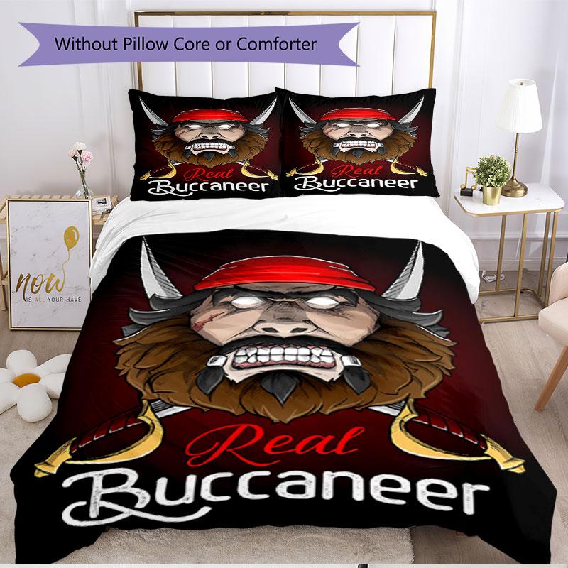 3pcs Duvet Cover Set (1*Duvet Cover + 2*Pillowcase, Without Core), Tampa Bay Buccaneers Print Soft All‑Season Bedding Set, Home Bedroom Decor Gift