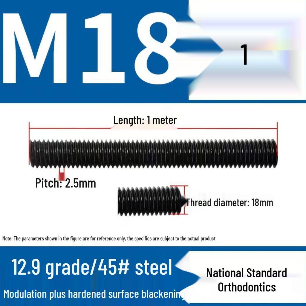 High-Strength Full Thread Lead Screw, 10.9 & 12.9 Grade, M8, National Standard