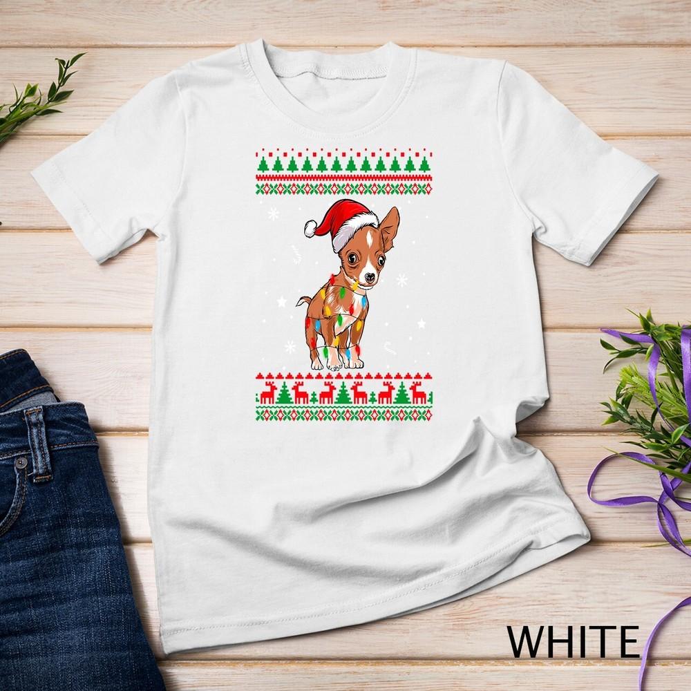 Xmas Ugly Christmas Lights Chihuahua Dog Lover Unisex T-shirt