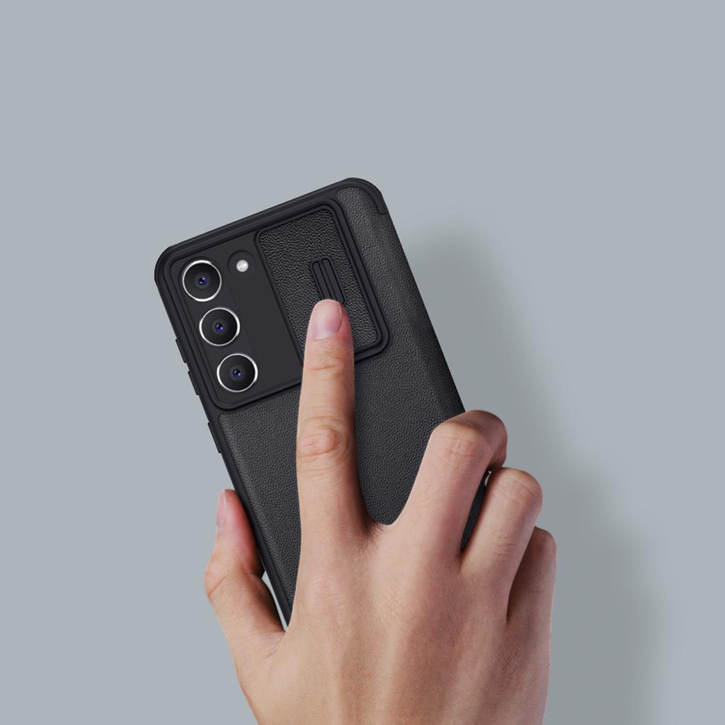 Nillkin Blue Qin Cloth Pro Flip Case with Camera Guard for Samsung Galaxy S23+