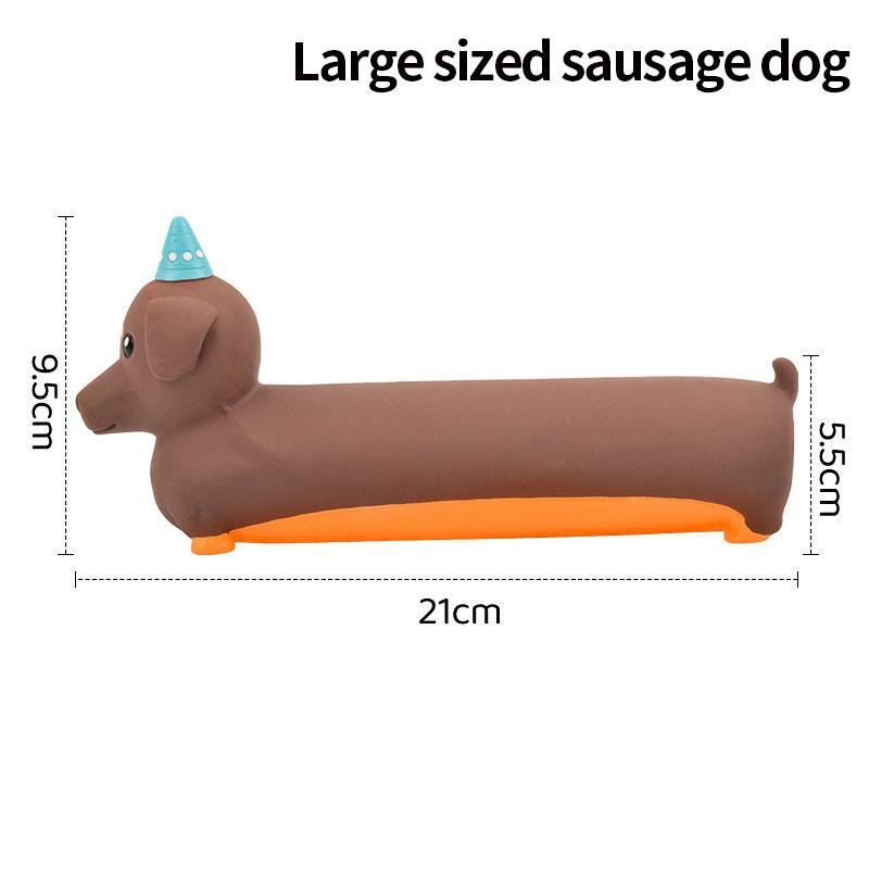 Dog Chewing Toy Simulated Dachshund Squeaky Pet Toy Bite Resistant Puppy Toy Training Silicone Teeth Cleaning Dog Toy Supplies