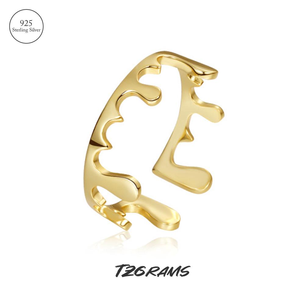 

Кольца из расплава лавы с каплями воды для женщин, стерлинговое серебро 925 пробы, уникальный дизайн, открытое кольцо нестандартной формы, трендовые ювелирные изделия изменяемого размера