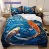 Koi Fish Pattern Bedding Quilt Set Quilt Cover Pillowcase Home Decoration Birthday Gift (1 * Duvet Cover + 2 * Pillowcase, Without Core)