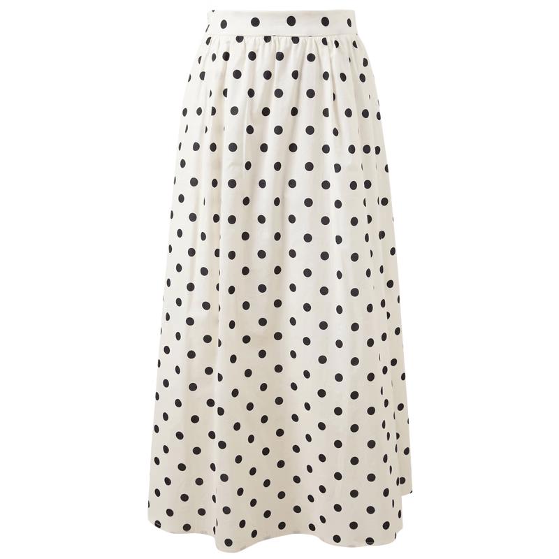 Sancai Women s High-Waist Polka Dot Midi Skirt M