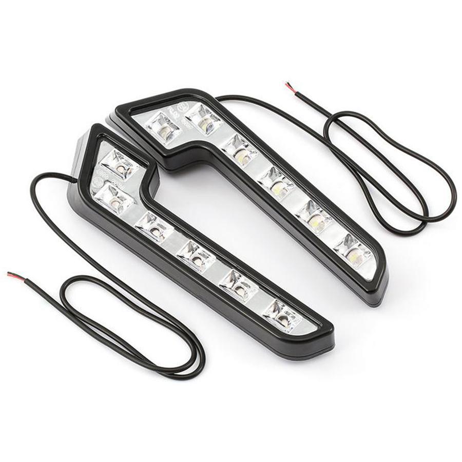2X L formet 6LED Super White 12V Vanntett Kjøretåkelys Lampe Biltilbehør