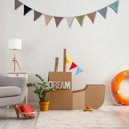 Vimpelbanner Vimpelflagg Barneromsgirland Stoff Babybanner Trekantvimpler Streamers