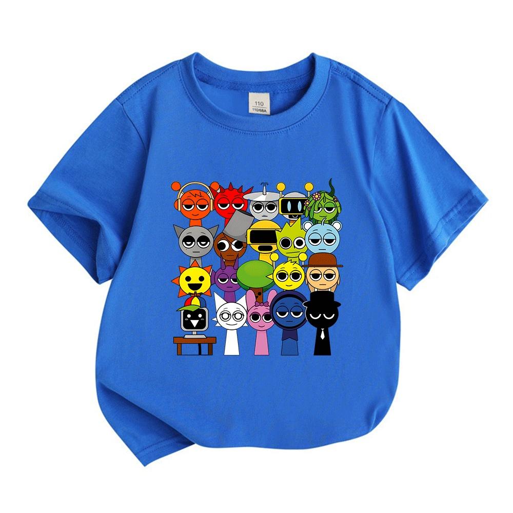Kids Boys Girls 100% Cotton Crew Neck Short Sleeve T-Shirt, Funny Cartoon Game Character Group Print Casual Comfy Tee for Daily Wear Holiday Gift