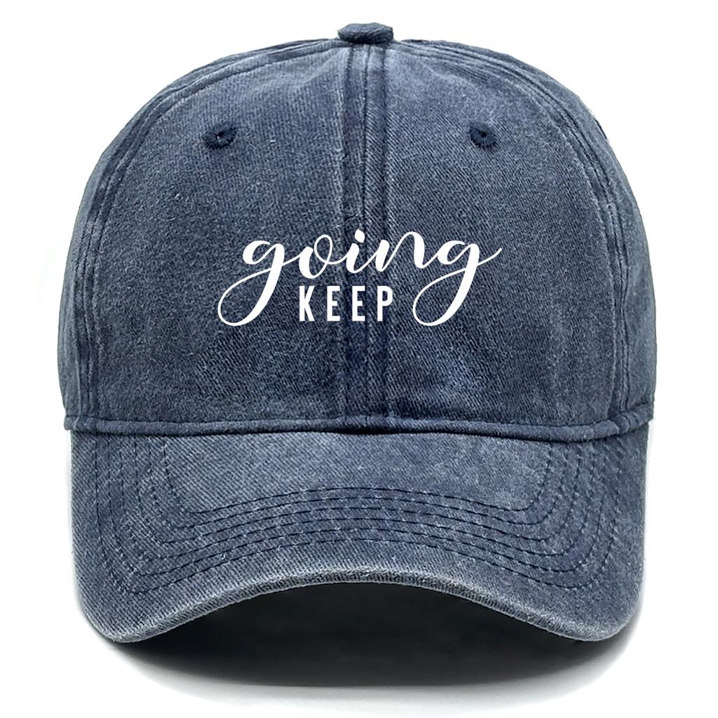 "keep going" Print Unisex Caps Cotton Cap For Man Leisure Washed Retro Adjustable Sun Hat Ideal Choice For Daily Wear
