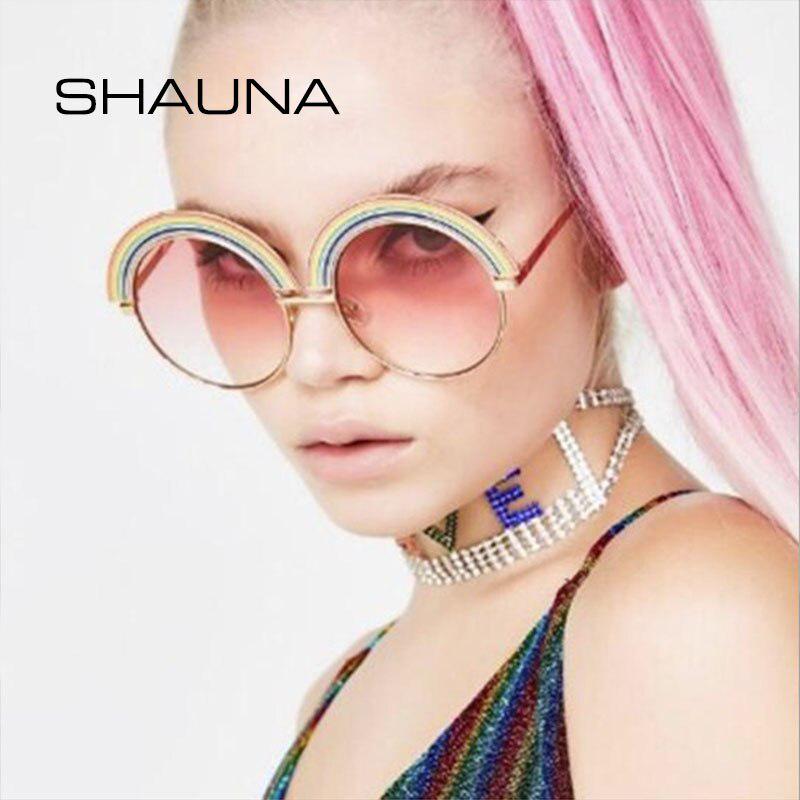 

SHAUNA Oversize женские радужные солнцезащитные очки модные круглые оттенки UV400