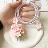 Pink Peach Blossom Data Cable Protective Cover 18/20w Is Suitable for Apple 14 Mobile Phone Fast Charging 13 Anti-drop.