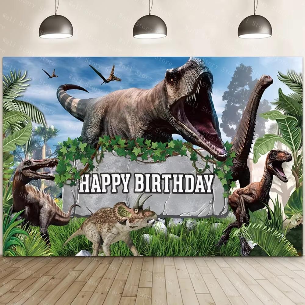 Geburtstag Wandteppich Dinosaurier Hintergrund Wald Party Dekoration Dinosaurier Poster Hintergrund Babyparty Dschungel Foto Wandteppich