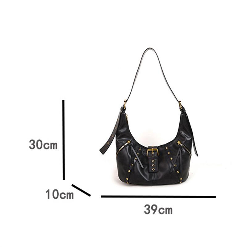 PU Leather Shoulder Bags Retro American Style Rivets Buckle Crossbody Bag Fashion Design Korean Style Locomotive Style Underarm CLE