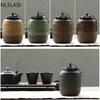 Retro Ceramic Tea Caddy Pottery Nut Grain Airtight Jar Home Spice Container Moisture-proof Jars Kitchen Supplies Accessories