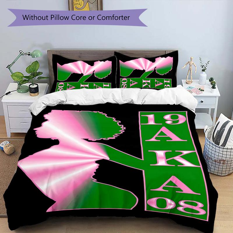 3pcs AKA logo9 pattern bedding set duvet cover set includes duvet cover &pillowcases, perfect all season bedroom decoration & gift