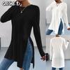 Women's Fashion Casual Solid Color Print Long Sleeve O-Neck Blouses & Shirts