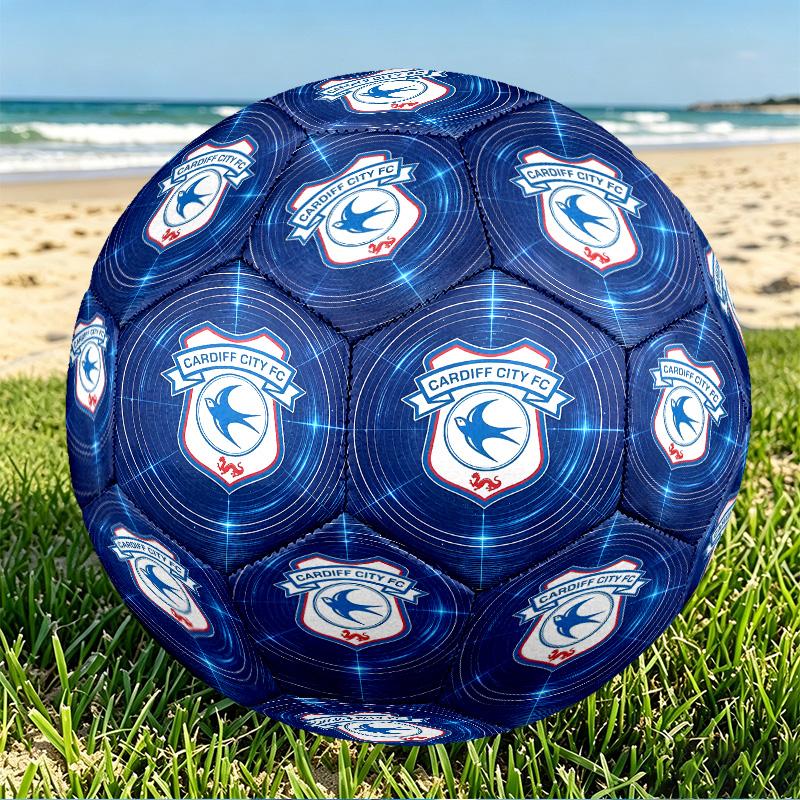 Cardiff City FC Print Size 5 Soccer Ball, PU Wear Resistant Football for Match Training and Daily Practice, Birthday Gift for Soccer Fans